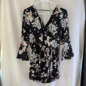 Papaya Black Floral romper